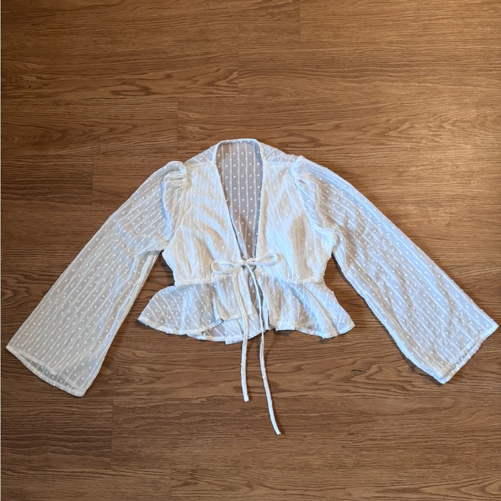 White Sheer Polka Dot Blouse